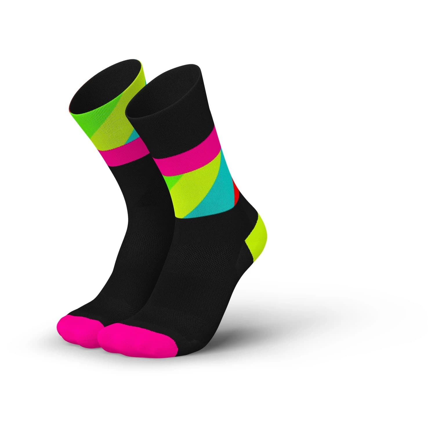 Чорапи за бягане INCYLENCE Ultralight Strides Running socks - Black Pink Canary