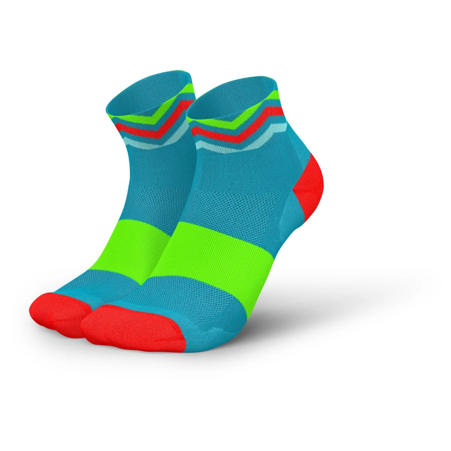 Чорапи за бягане INCYLENCE Ultralight Waves Short Running socks - Cyan Green