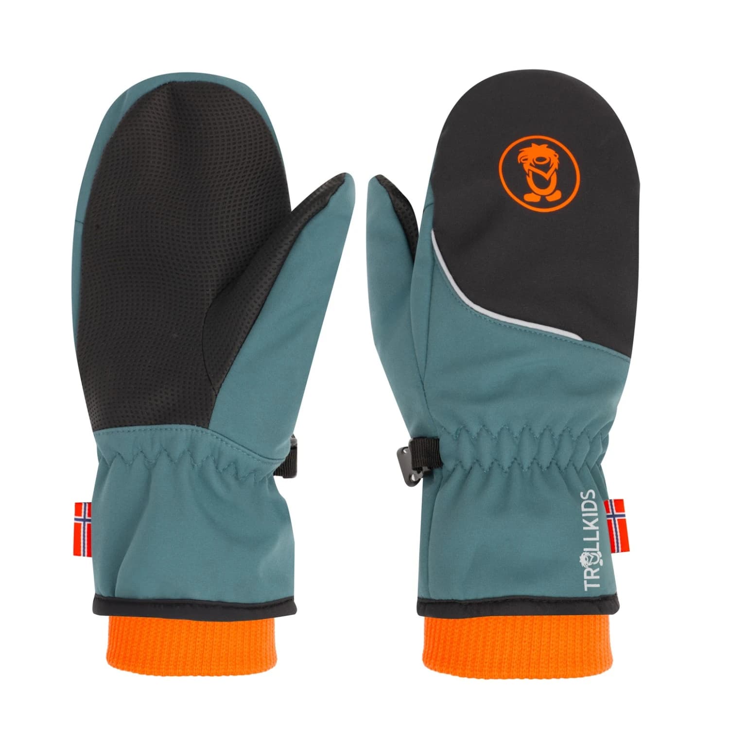 Детски ръкавици Trollkids Kid's Trolltunga Mitten Gloves - Stormy Blue / Black / Flame Orange
