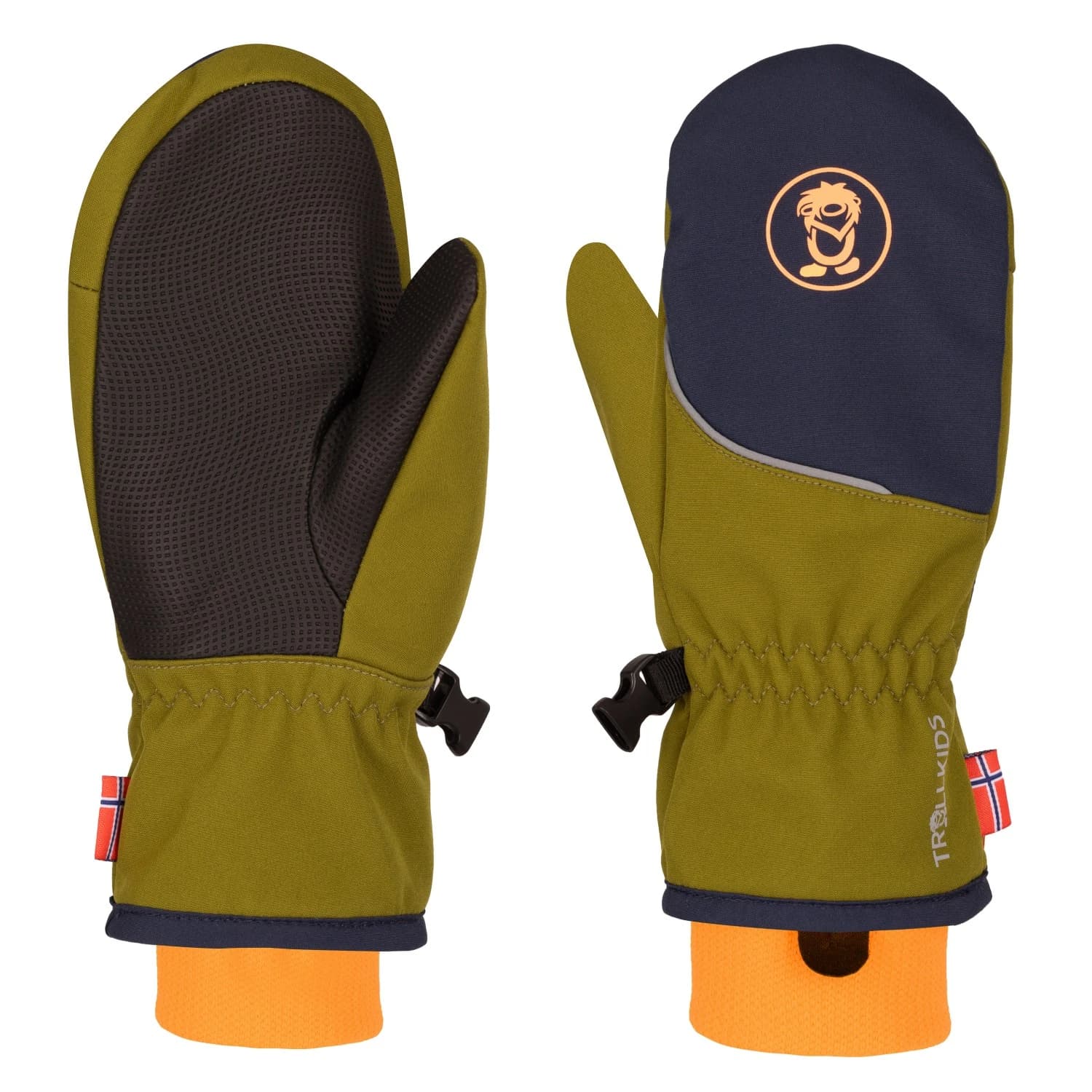 Детски ръкавици Trollkids Kid's Trolltunga Mitten Gloves - Spruce Green / Navy / Vivid Orange