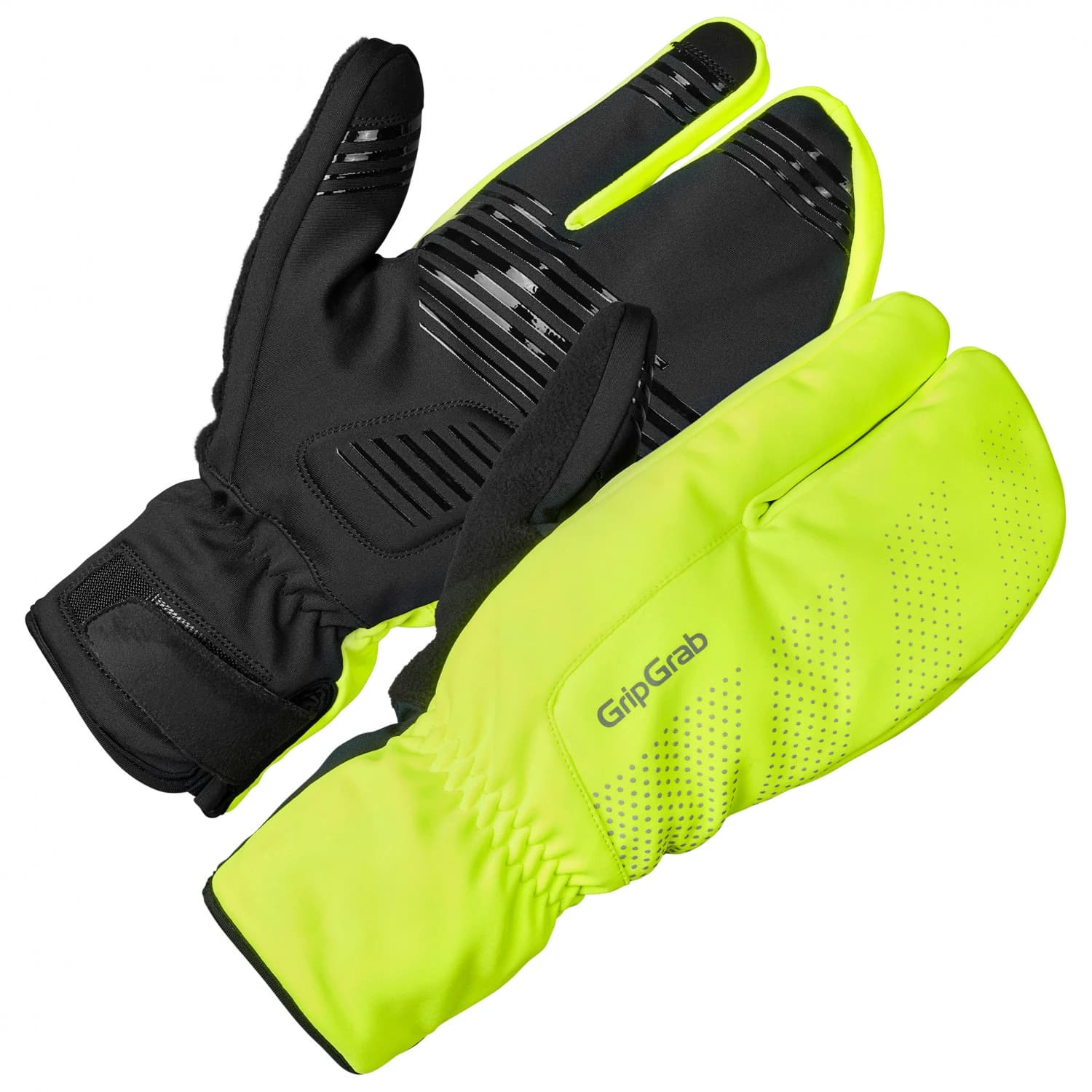 Ръкавици GripGrab Ride Windproof Deep Winter Lobster Gloves - Yellow Hi-Vis