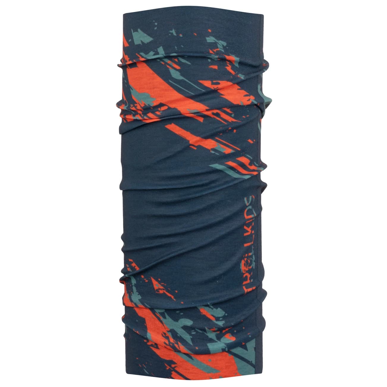 Детски шал Trollkids Kid's Northern Lights Multitube Neckerchief - Dusky Turquoise / Dark Navy / Glow Orange