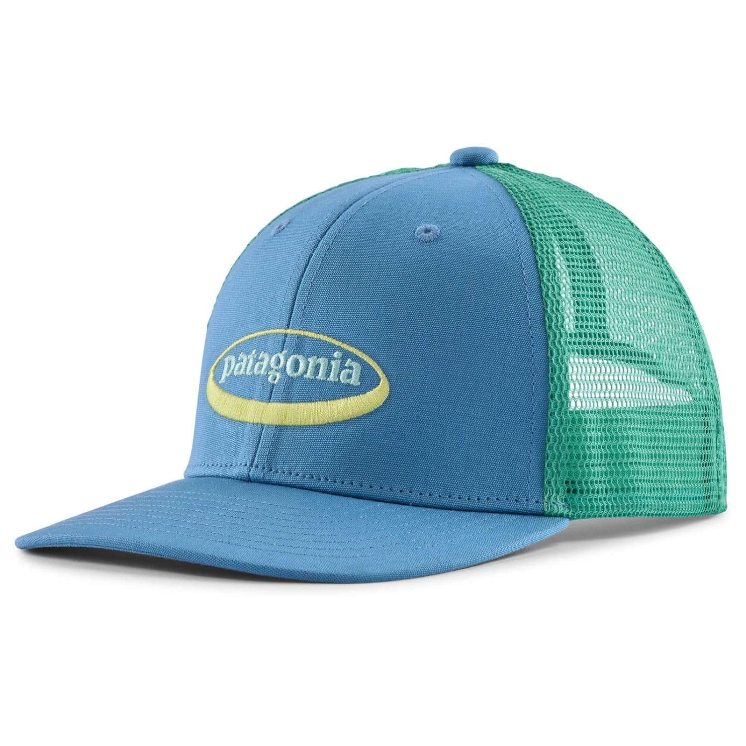 Детска шапка с козирка Patagonia Kid's Trucker Hat Cap - 95 Oval Logo: Shore Blue