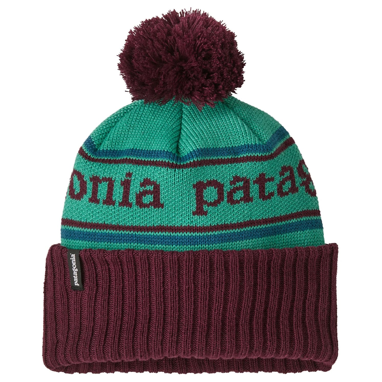 Детска зимна шапка (beanie) Patagonia Kid's Powder Town Beanie - Park Stripe: Solo Teal