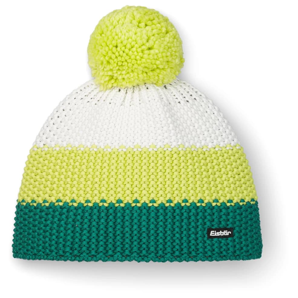 Детска зимна шапка (beanie) Eisbär Kid's Star Pompon Mütze - Deep Lake / Winter Lemon / White