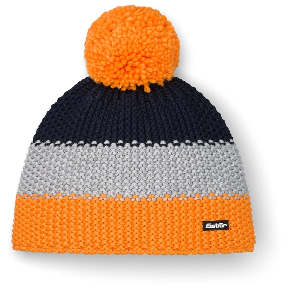 Детска зимна шапка (beanie) Eisbär Kid's Star Pompon Mütze - Flame Orange / Hellgrau / Nacht