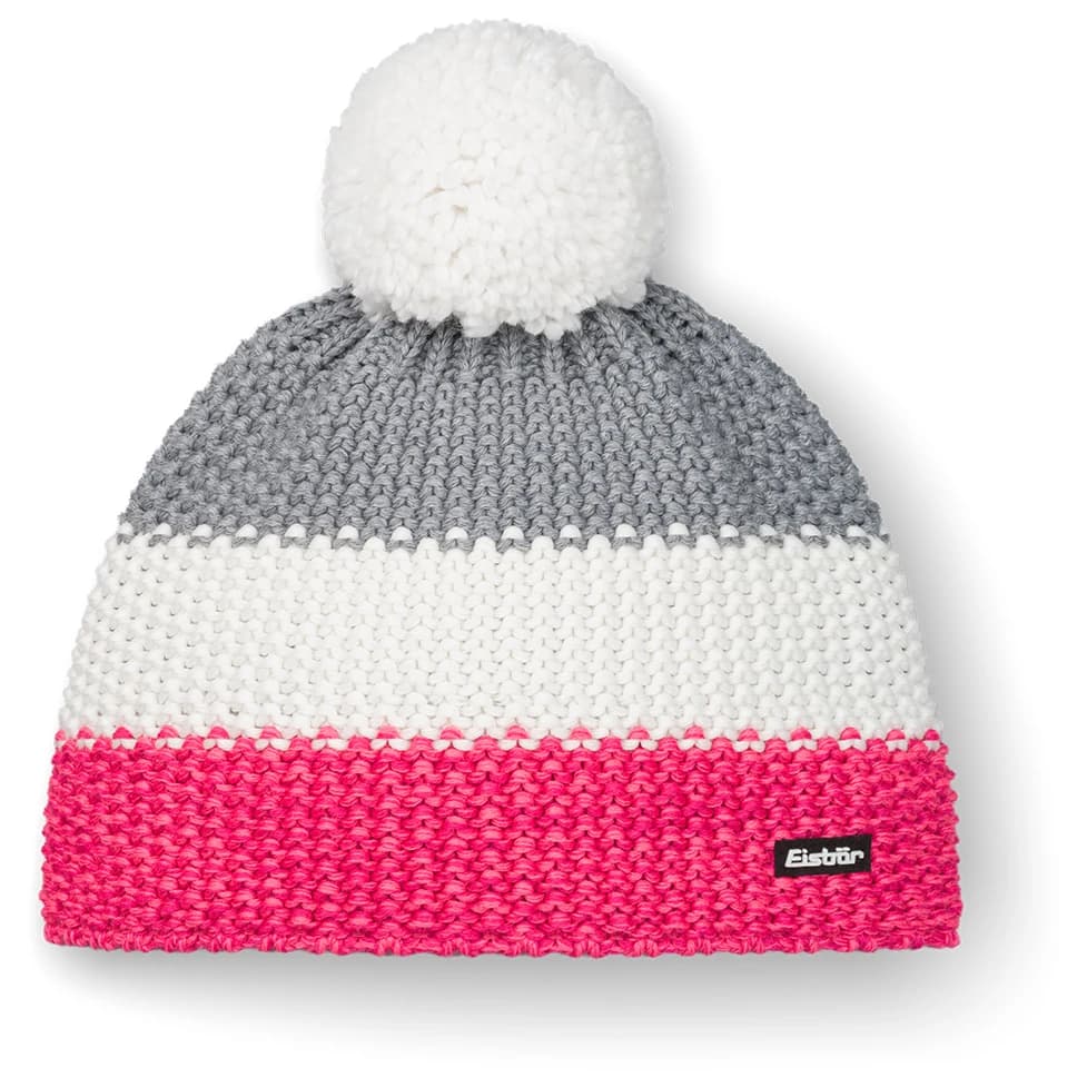 Детска зимна шапка (beanie) Eisbär Kid's Star Pompon Mütze - Pinkmeliert / White / Graumele