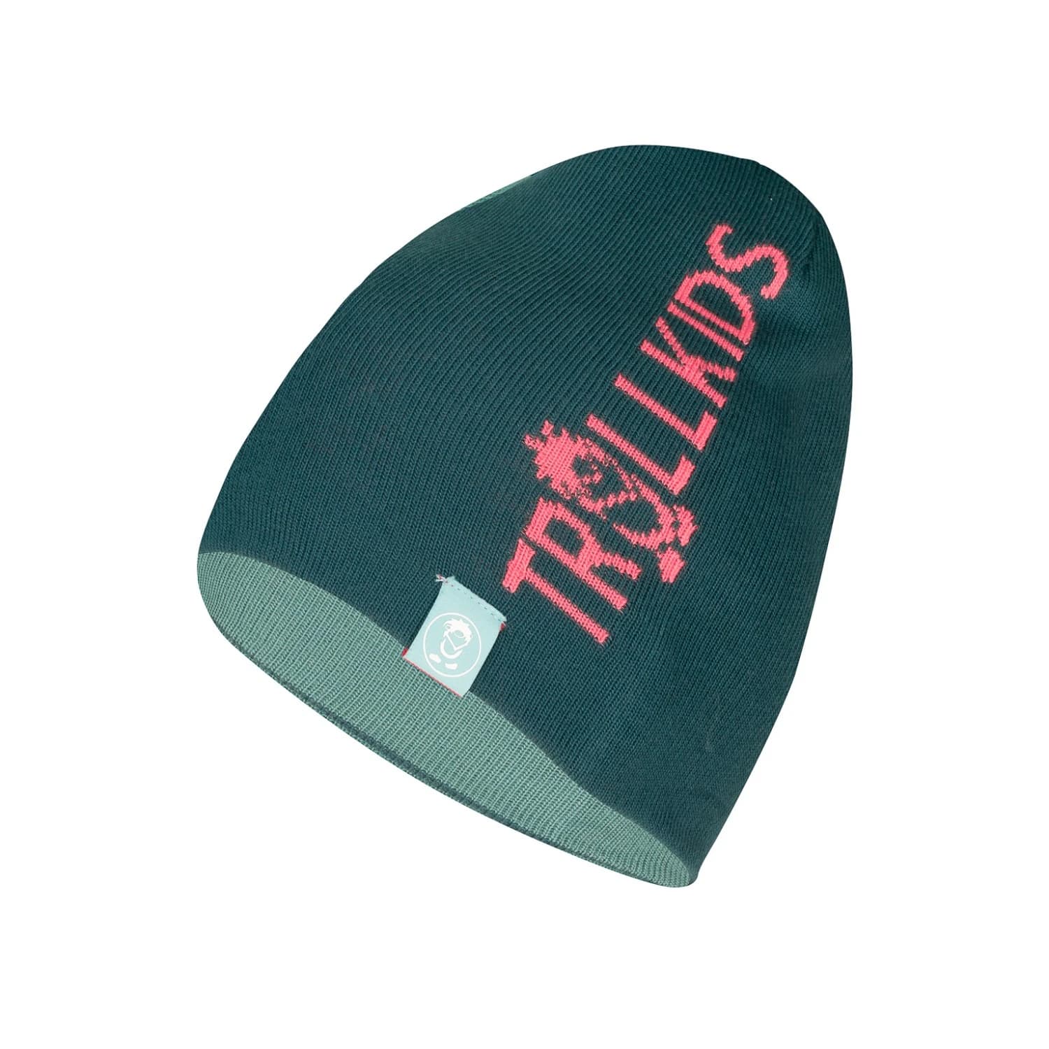 Детска зимна шапка (beanie) Trollkids Kid's Troll Beanie Long Beanie - Dusty Teal / Midnight Petrol / Coral Pink