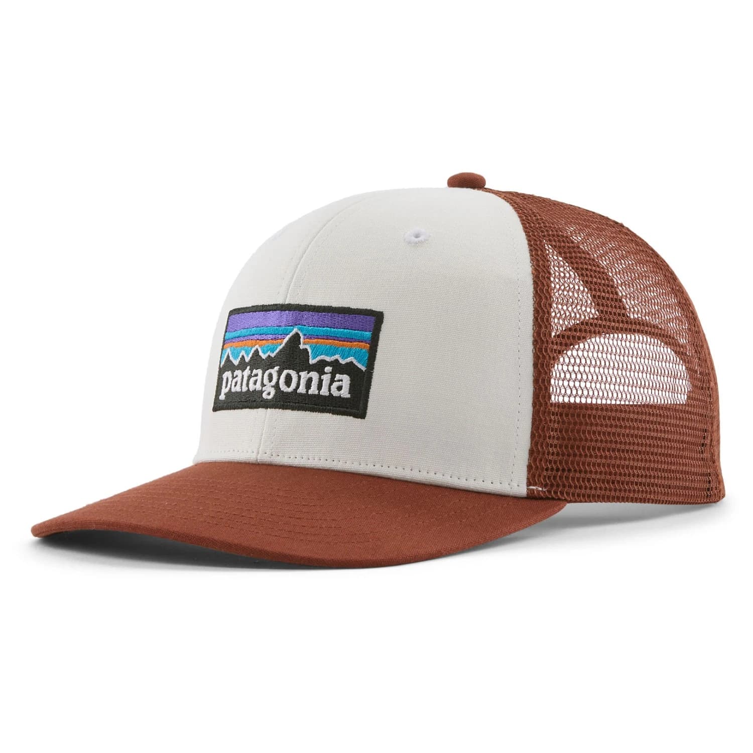 Шапка с козирка Patagonia P-6 Logo Trucker Hat Cap - White / Rusty Red