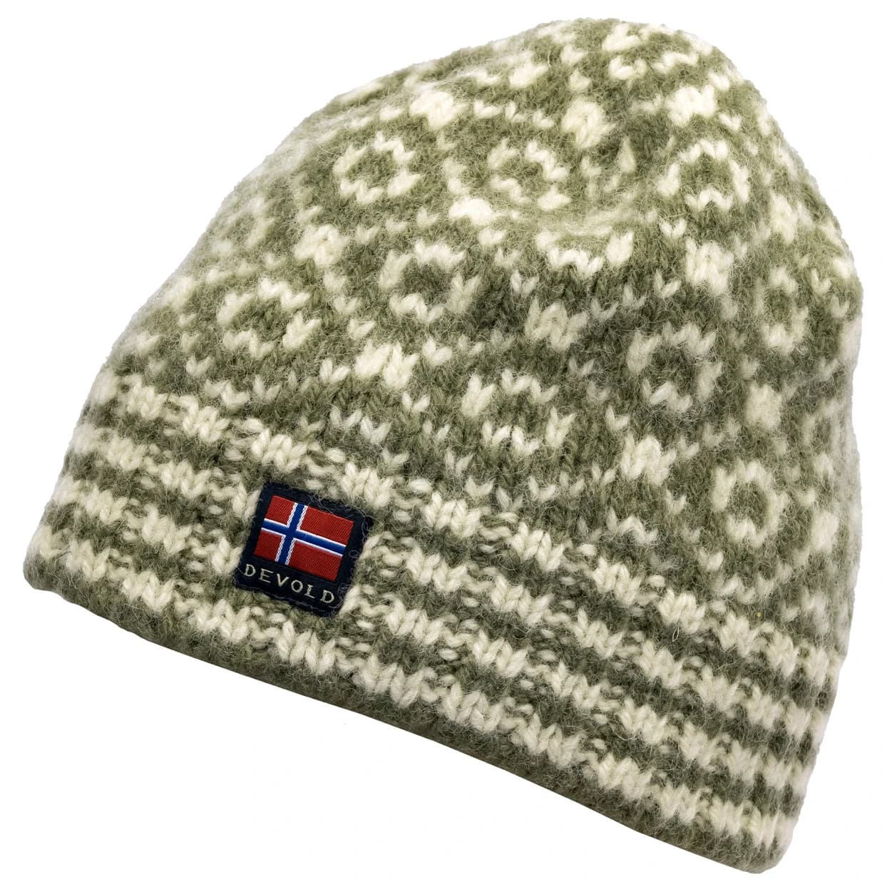 Зимна шапка (beanie) Devold Svalbard Beanie - Olive / Offwhite