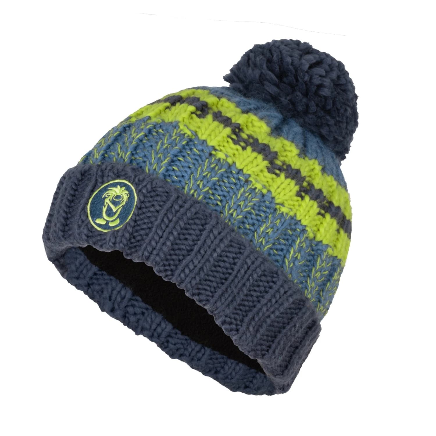 Детска зимна шапка (beanie) Trollkids Kid's Troll Bobble Cap Beanie - Glow Green / Mystic Blue / Nordic Blue