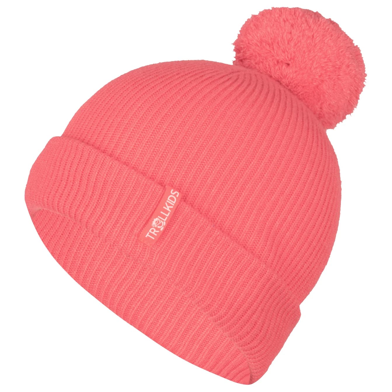 Детска зимна шапка (beanie) Trollkids Girl's Holmenkollen Bobble Cap Beanie - Coral Pink