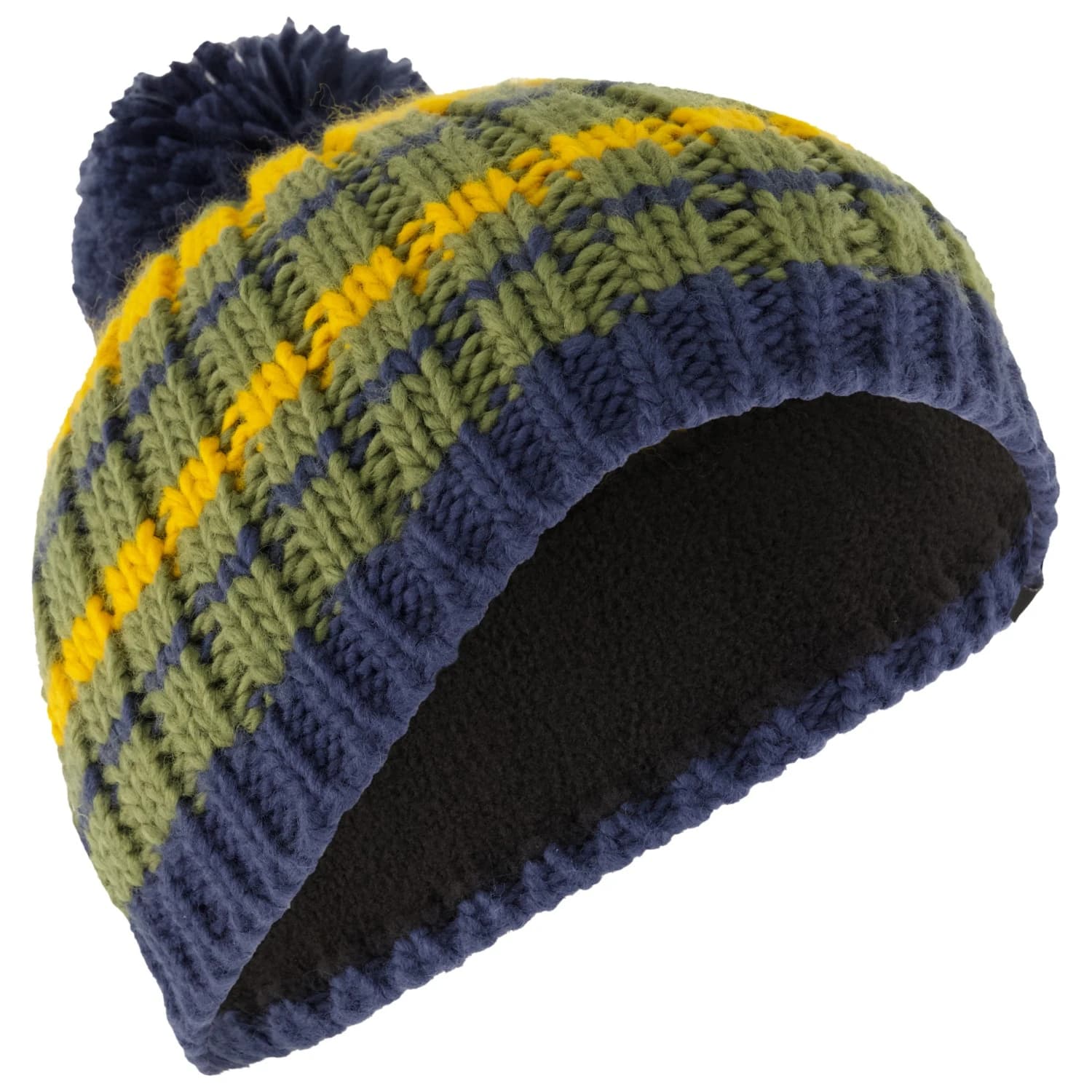 Детска зимна шапка (beanie) Trollkids Kid's Hafjell Bobble Cap Beanie - Moss / Golden Yellow / Mystic Blue