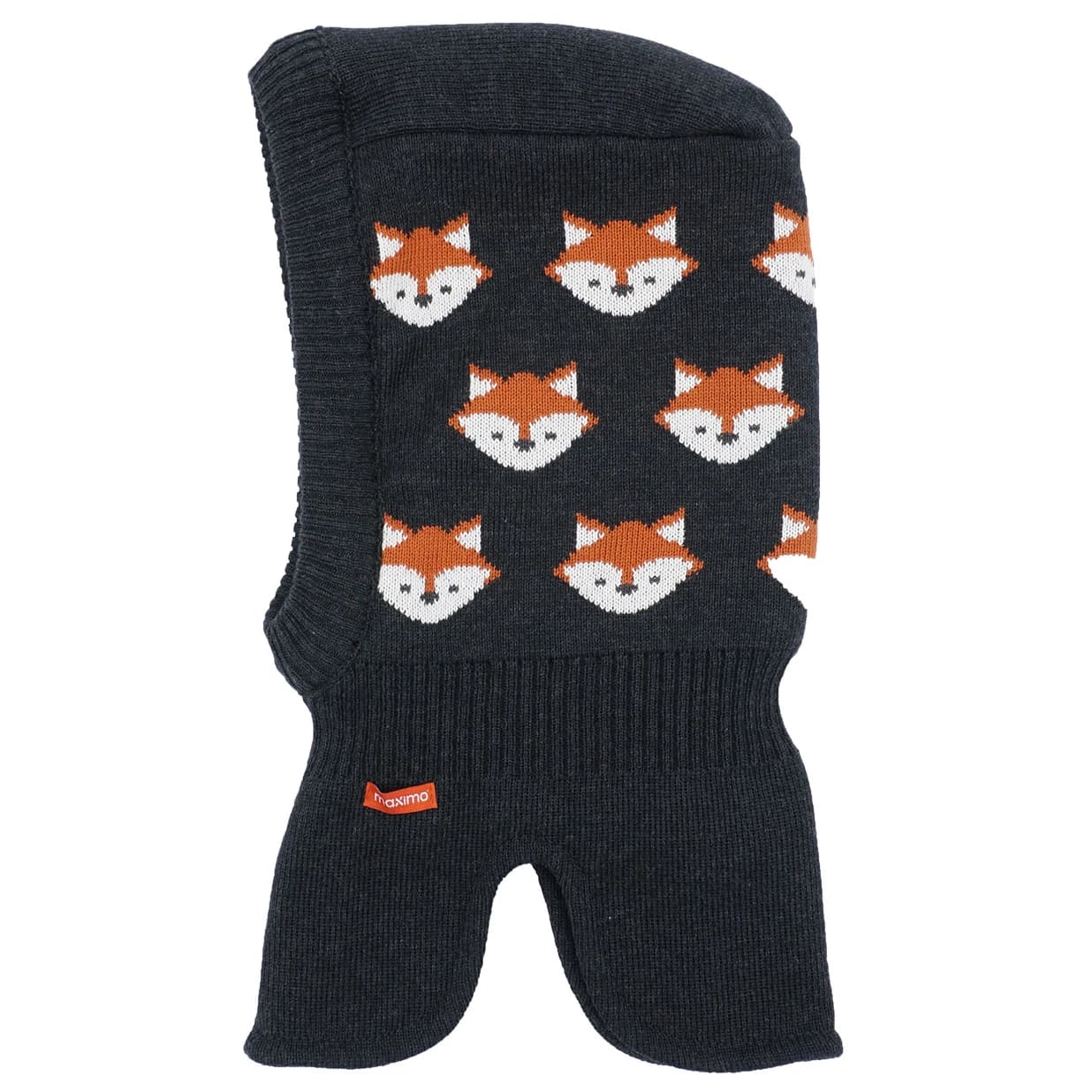 Балаклава Maximo Mini Boy-Schlupfmütze Fuchs Beanie - Carbonmeliert