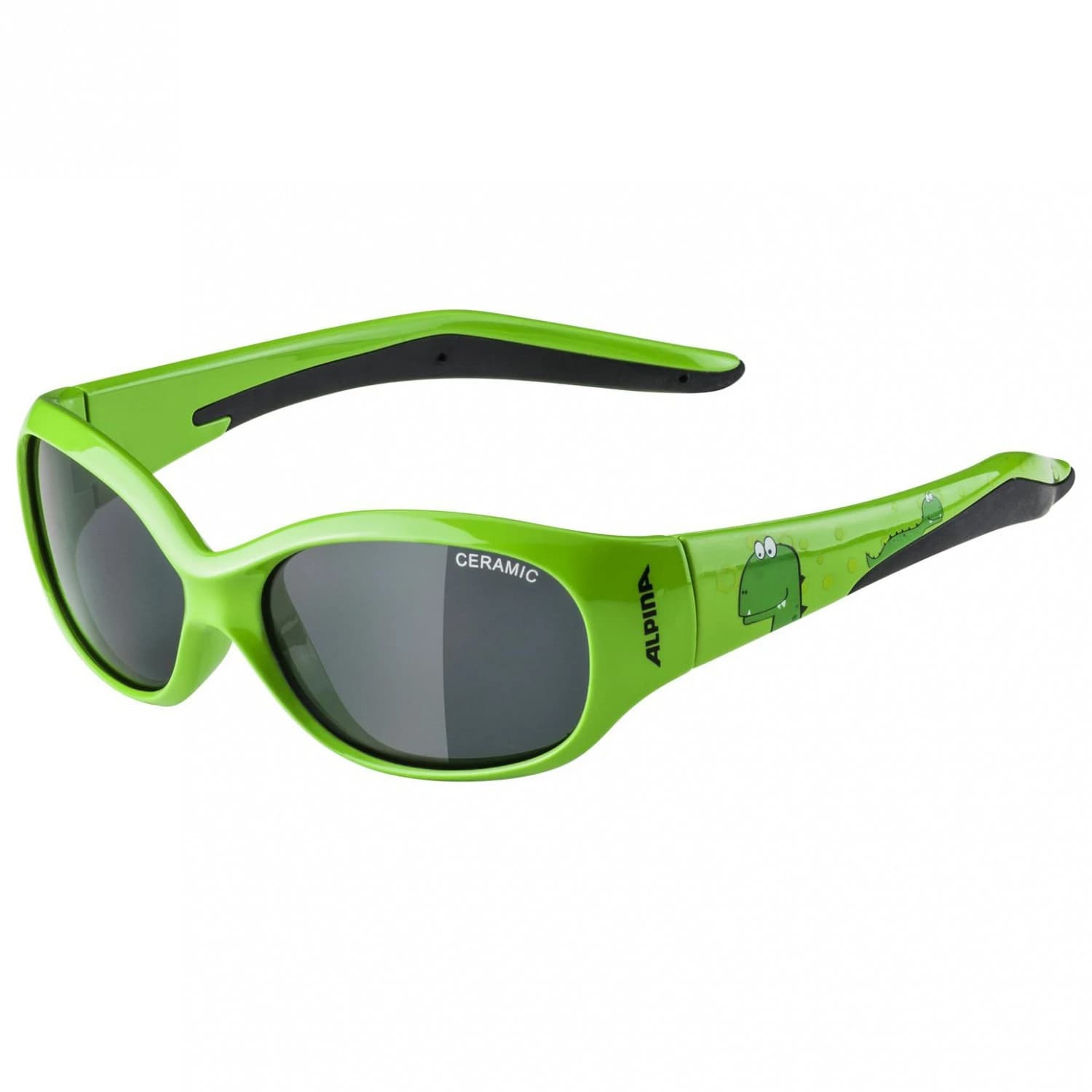 Детски слънчеви очила Alpina Flexxy Kids Black S3 Sunglasses - Green Dino / Black