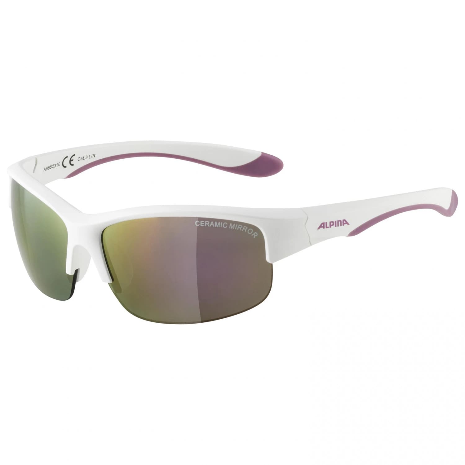 Детски слънчеви очила Alpina Kid's Flexxy Youth HR Mirror Cat 3 Sunglasses - White Matt / Purple / Pink Mirror