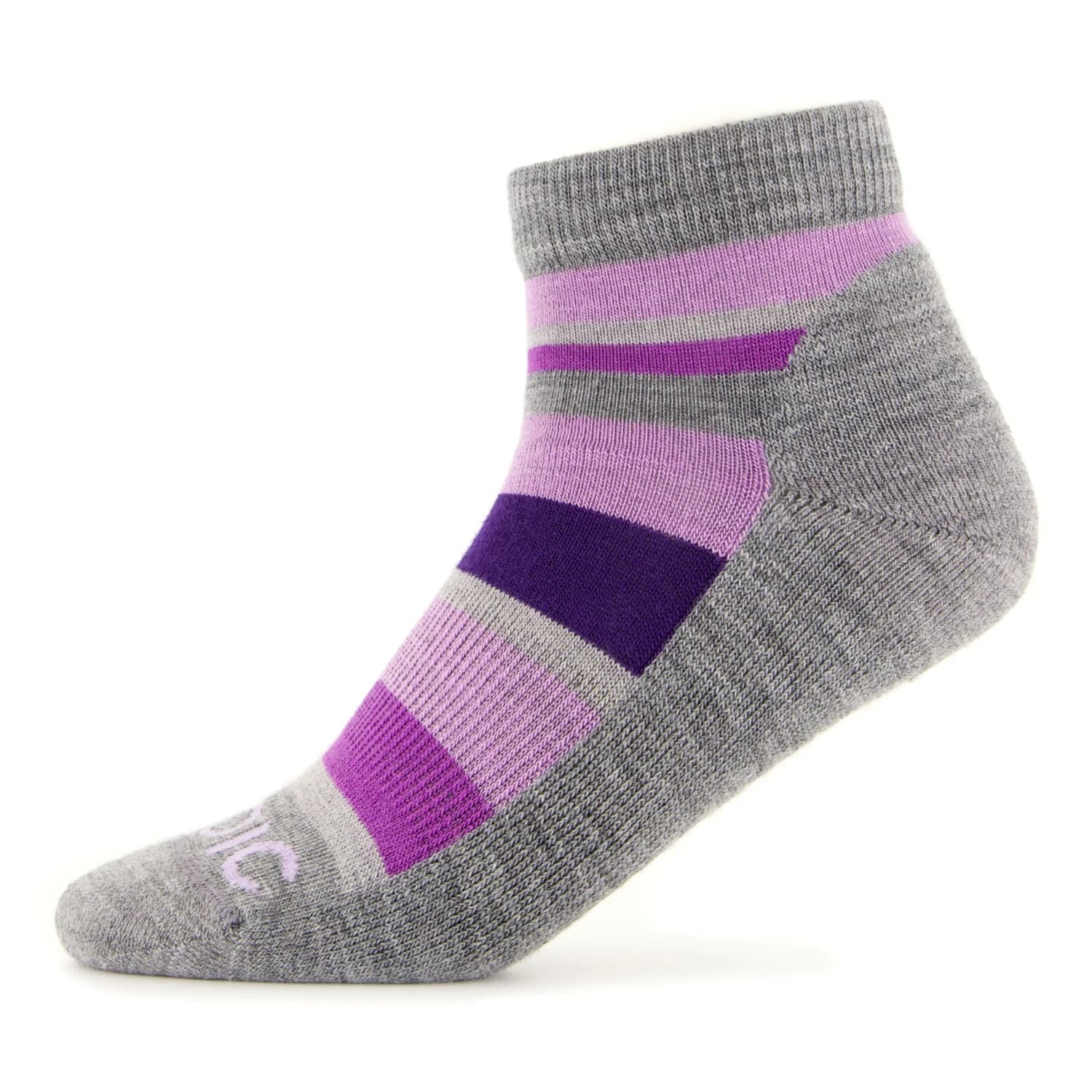 Детски туристически чорапи Stoic Kid's Merino Trekking Quarter Socks Striped Walking socks - Grey / Purple