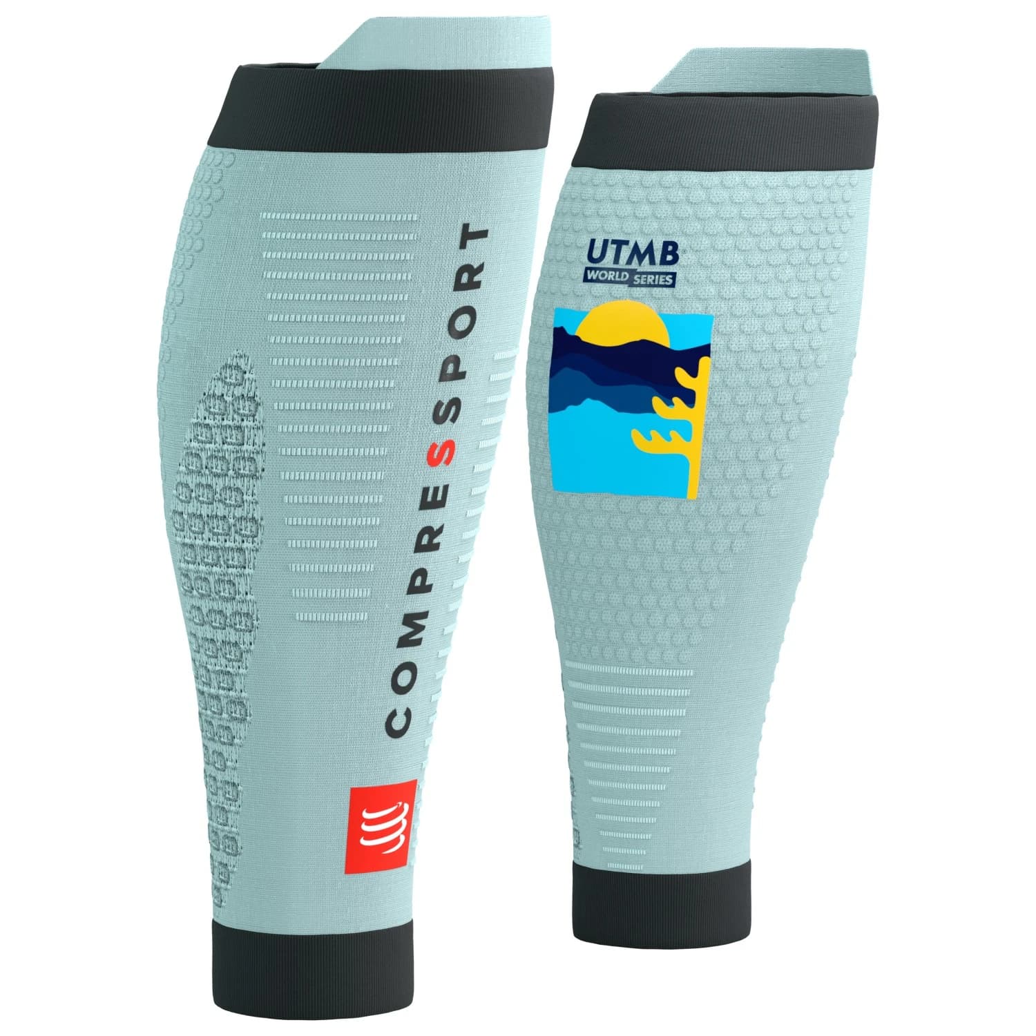 Компресионни чорапи Compressport R2 3.0 360° Print UTMB 2025 Leg warmers - Ice Flow