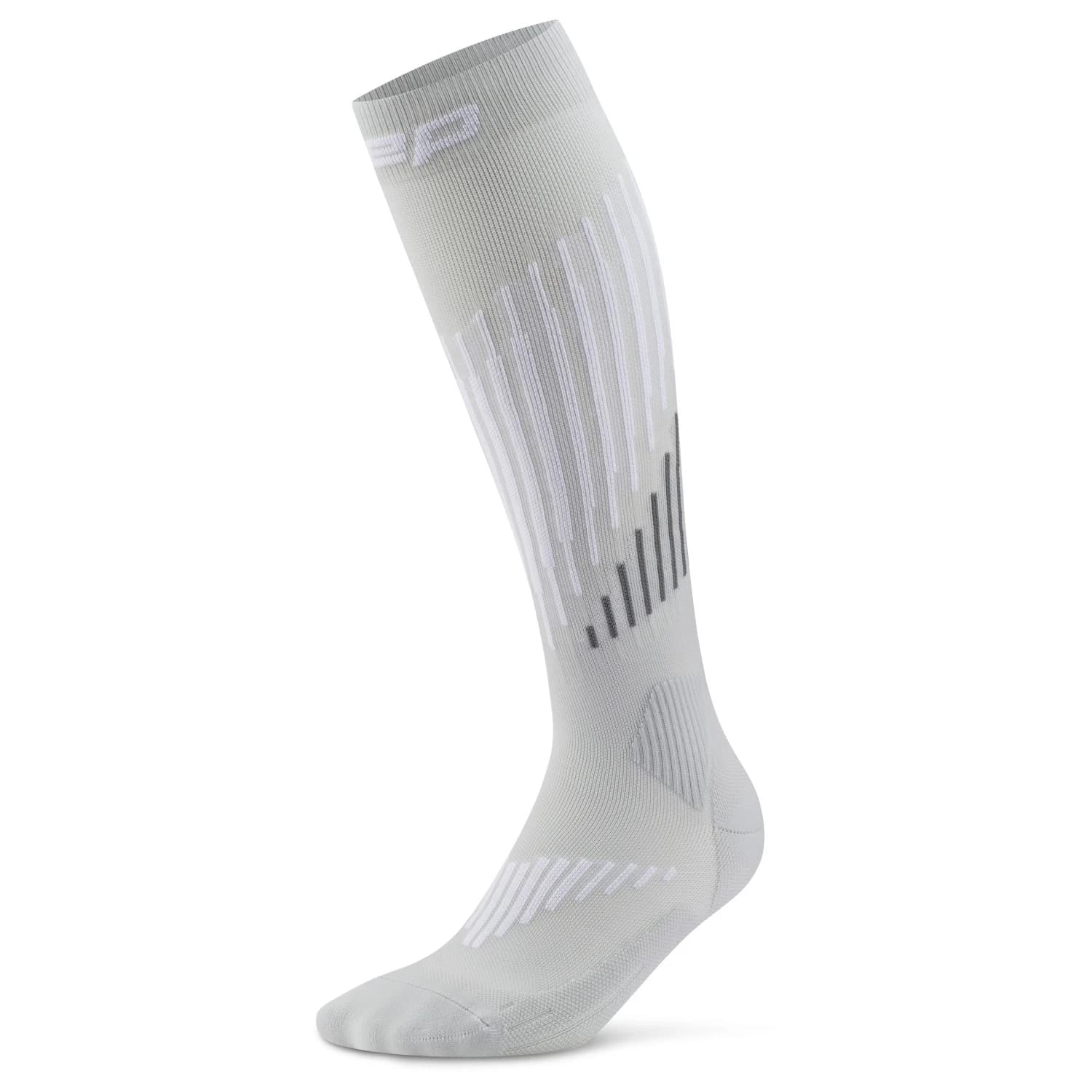 Мъжки компресионни чорапи CEP Core Run Merino Tall 3.0 Compression socks - Grey / White