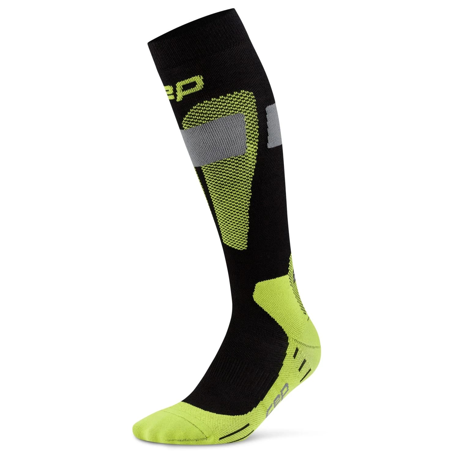 Ски чорапи CEP Ski Merino Tall 3.0 Ski socks - Black / Lime