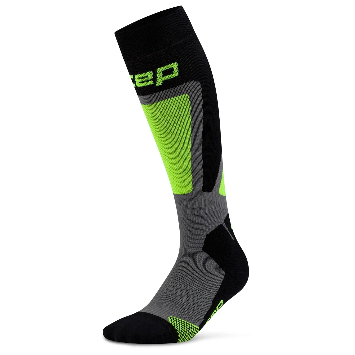 Мъжки ски чорапи Cep Ski Thermo Tall 4.0 Ski socks - Black / Lime
