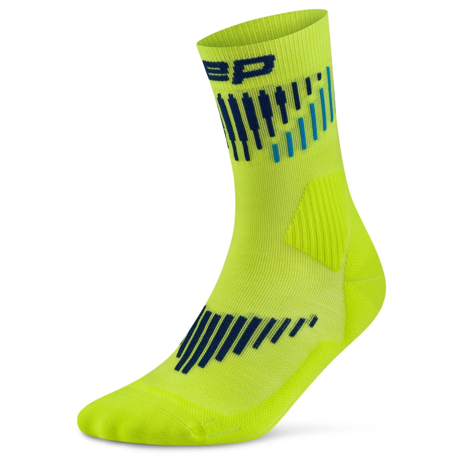 Дамски компресионни чорапи CEP Women's Core Run Merino Mid Cut 3.0 Compression socks - Lime / Blue