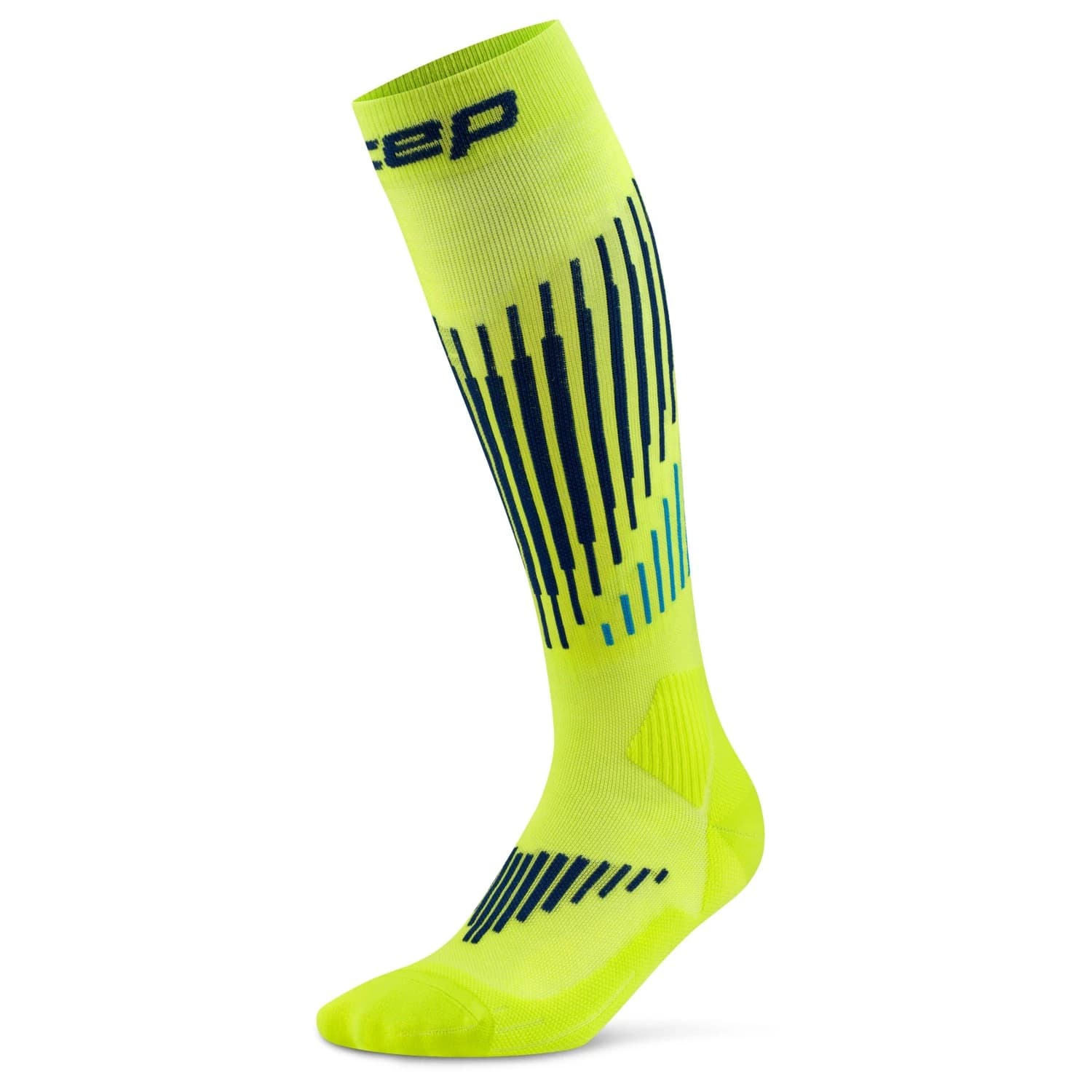 Дамски компресионни чорапи CEP Women's Core Run Merino Tall 3.0 Compression socks - Lime / Blue
