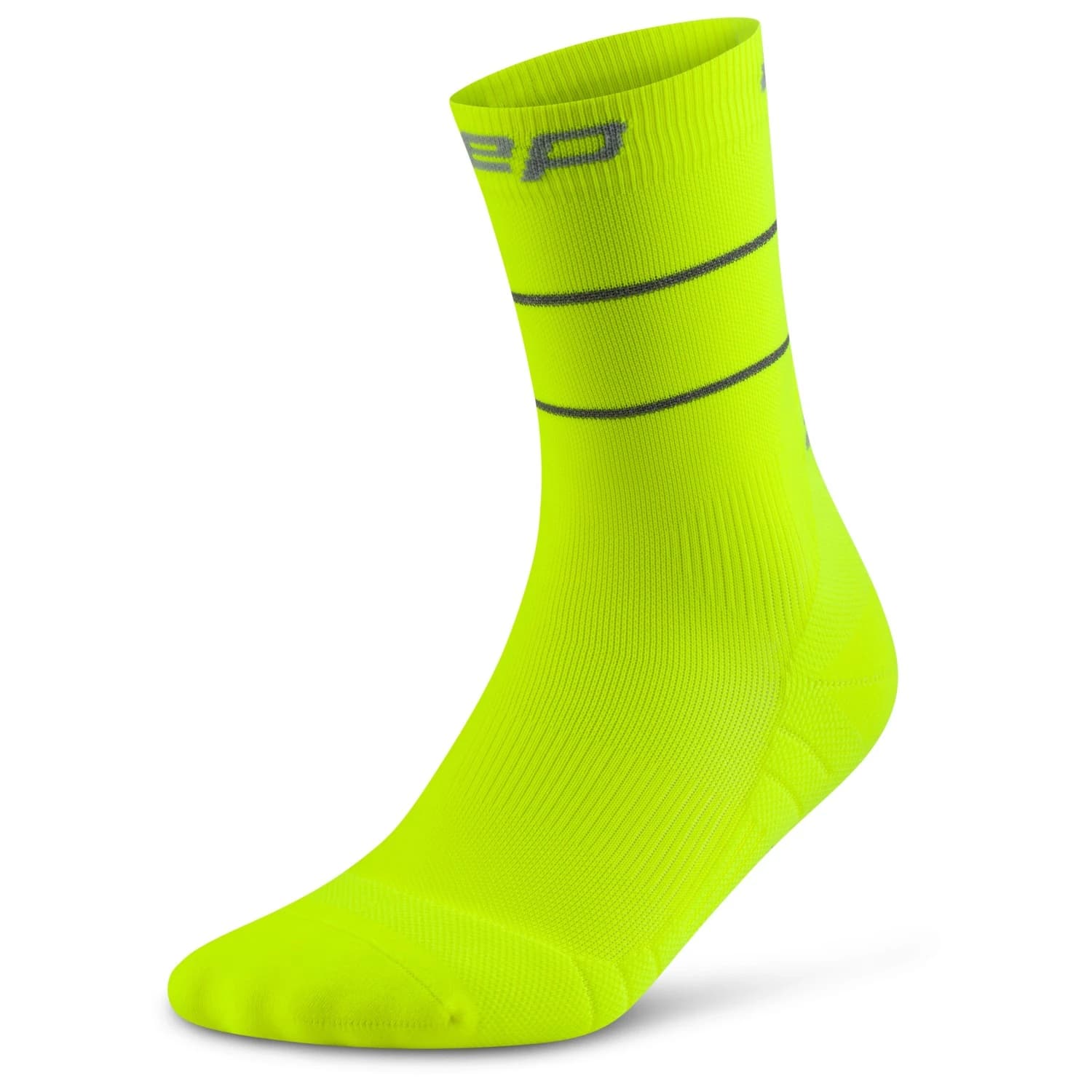 Дамски чорапи за бягане CEP Women's Pro Run Reflective Mid Cut 2.0 Running socks - Neon Yellow