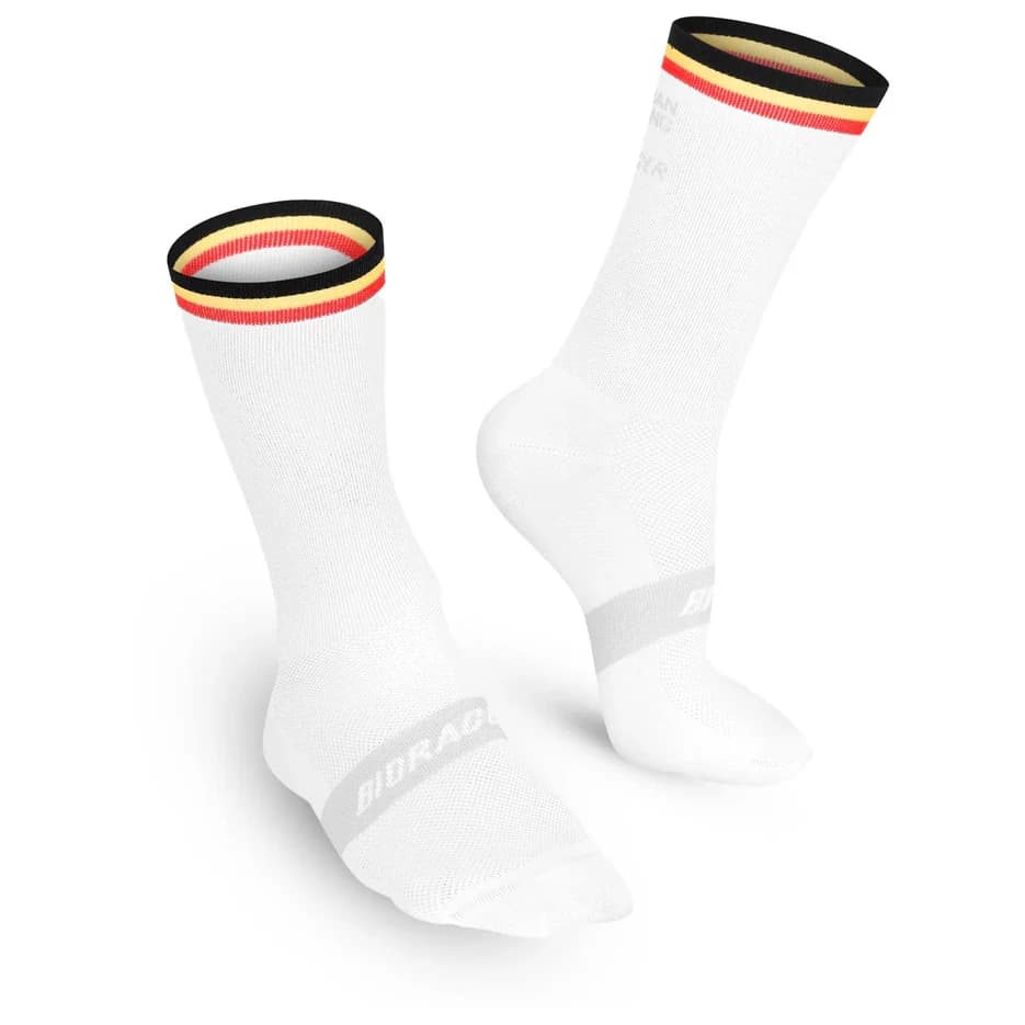 Чорапи за колоездене Bioracer Belgium Sock Knitted Cycling socks - Belgium White