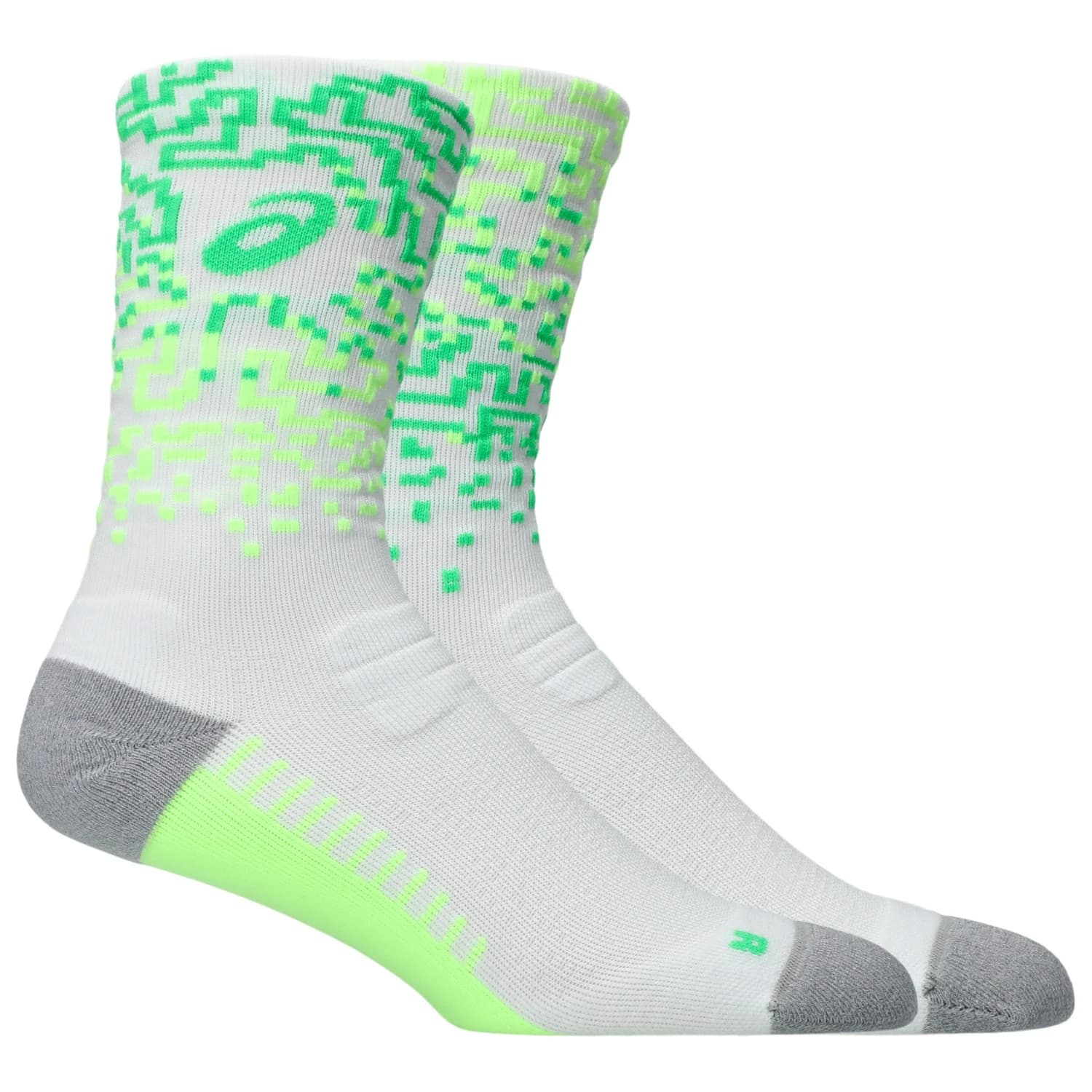 Чорапи за бягане Asics Performance Run Sock Crew Running socks - Brilliant White / Illum. Green / Vital Green