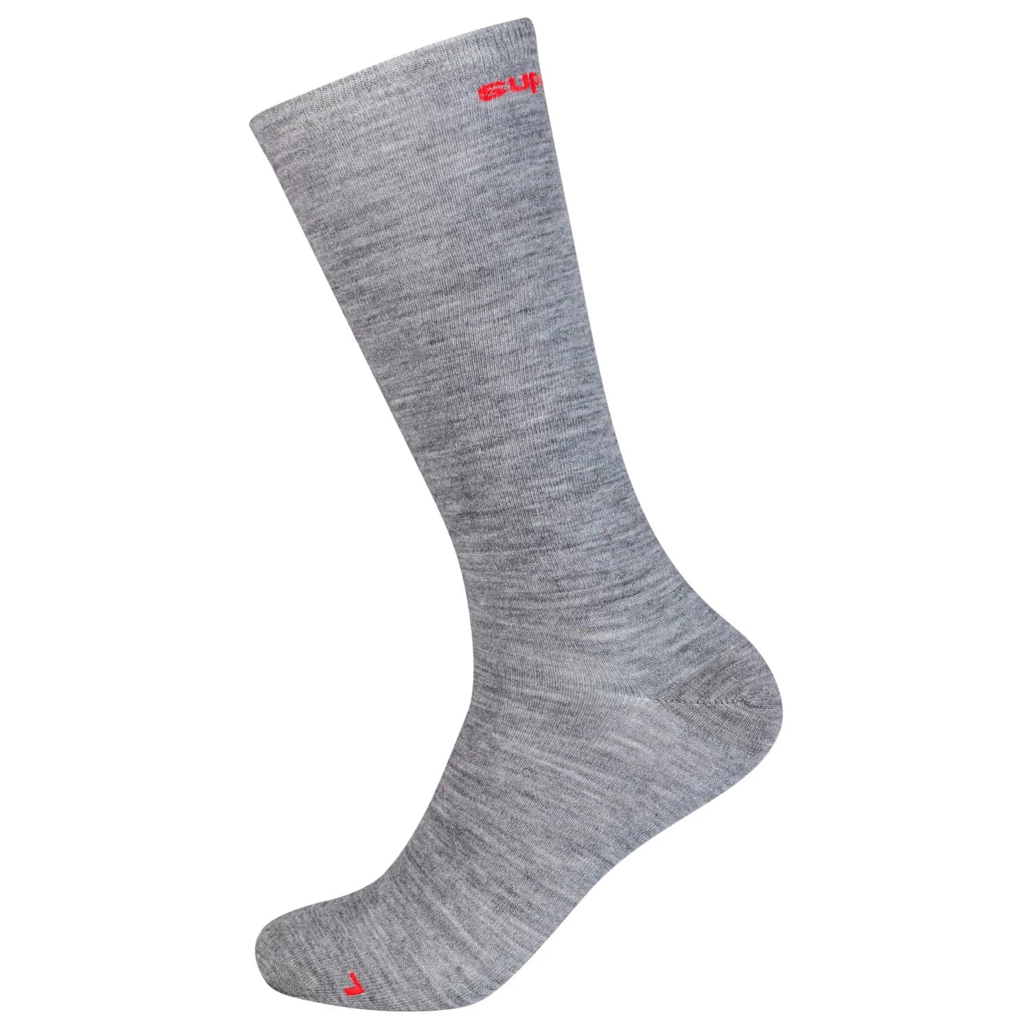 Мериносови чорапи super.natural Wool Guardians Longsocks 2-Pack Merino socks - Cashmere Grey Melange / High Risk Red