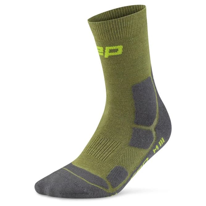 Мъжки туристически чорапи Cep Hiking Mid Cushion Sock Mid Cut Walking socks - Olive / Grey