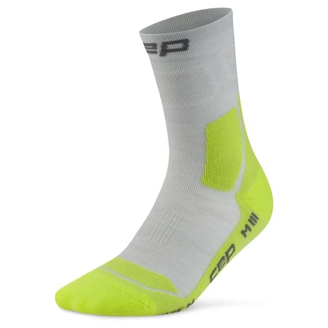 Дамски туристически чорапи CEP Women's Hiking Light Cushion Socks Mid Cut Walking socks - Grey / Acid Lime