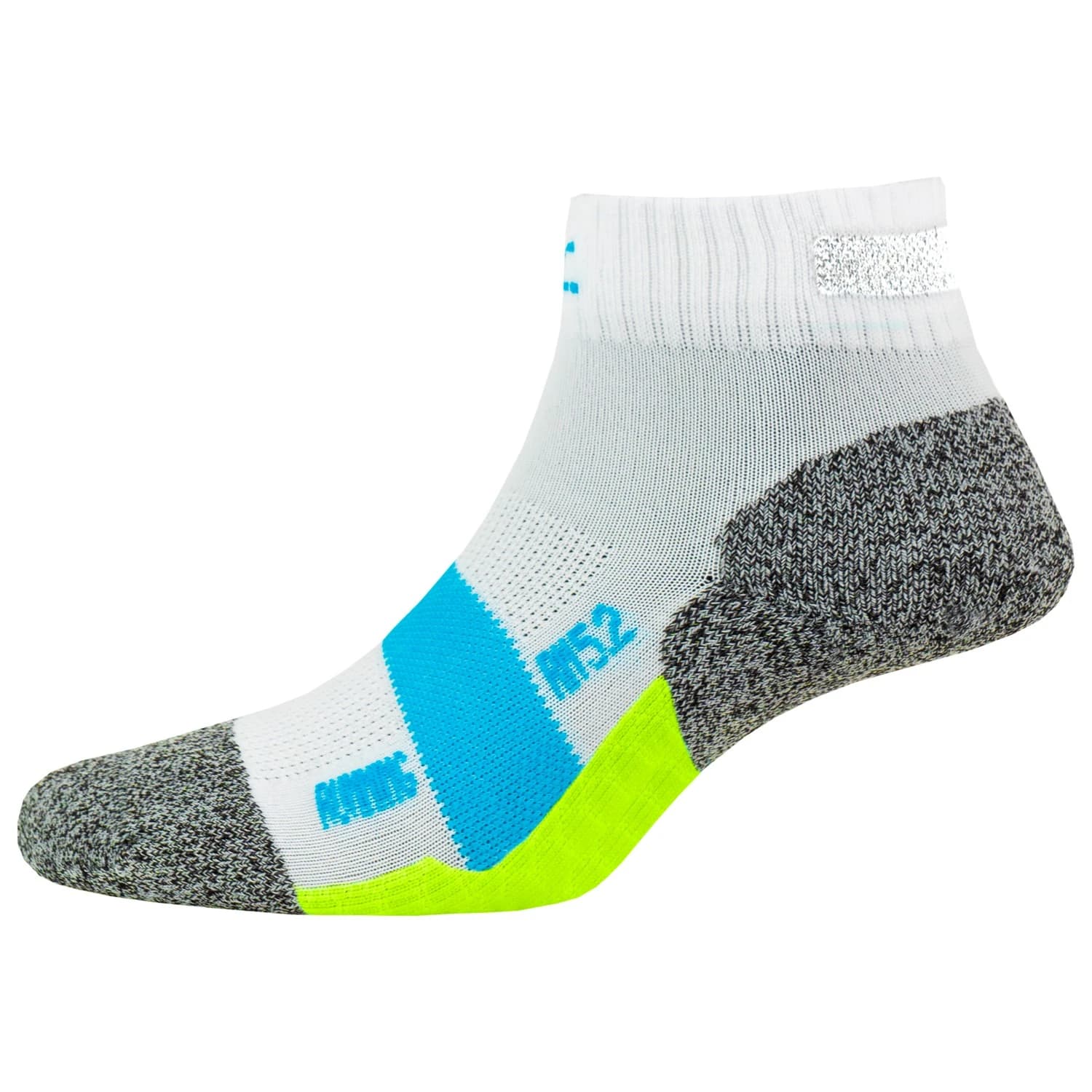 Мъжки чорапи за бягане P.A.C. RN 5.2 Running Reflective Pro Short Running socks - White / Cyan