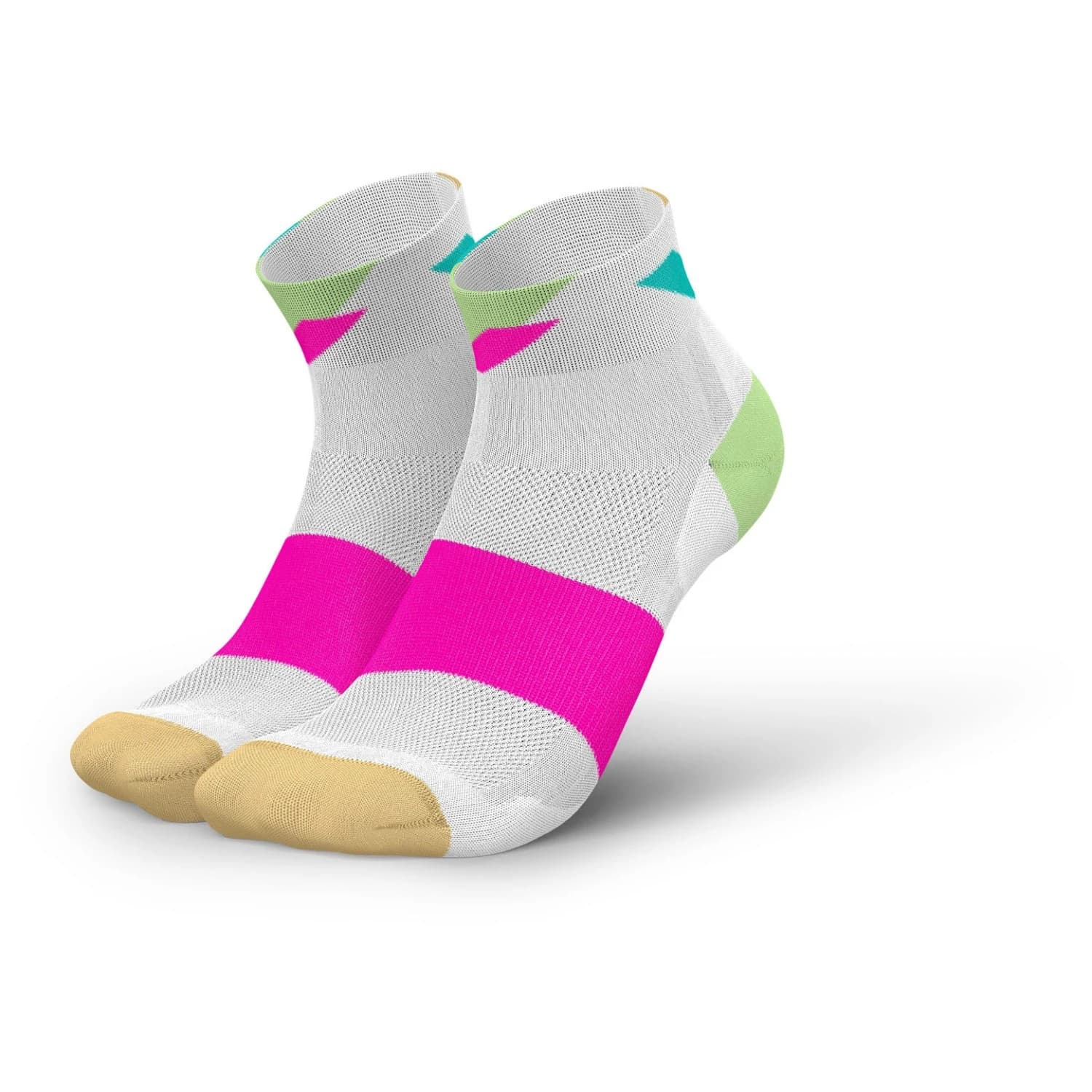 Чорапи за бягане INCYLENCE Ultralight Strikes Short Running socks - White Pink