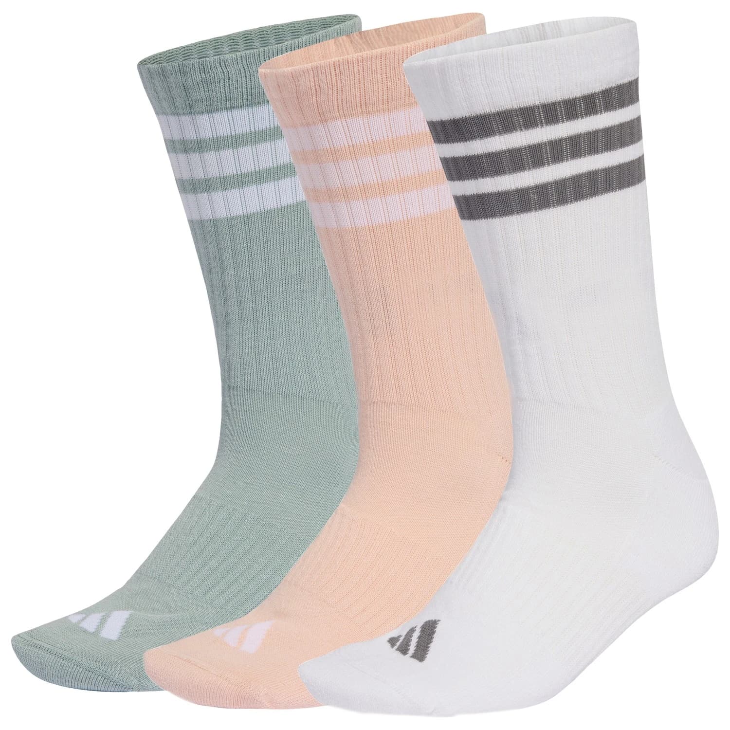 Мъжки спортни чорапи adidas 3-Stripes Essential Concept Crew 3-Pack Sports socks - Blush Pink / White / Wonder Sage