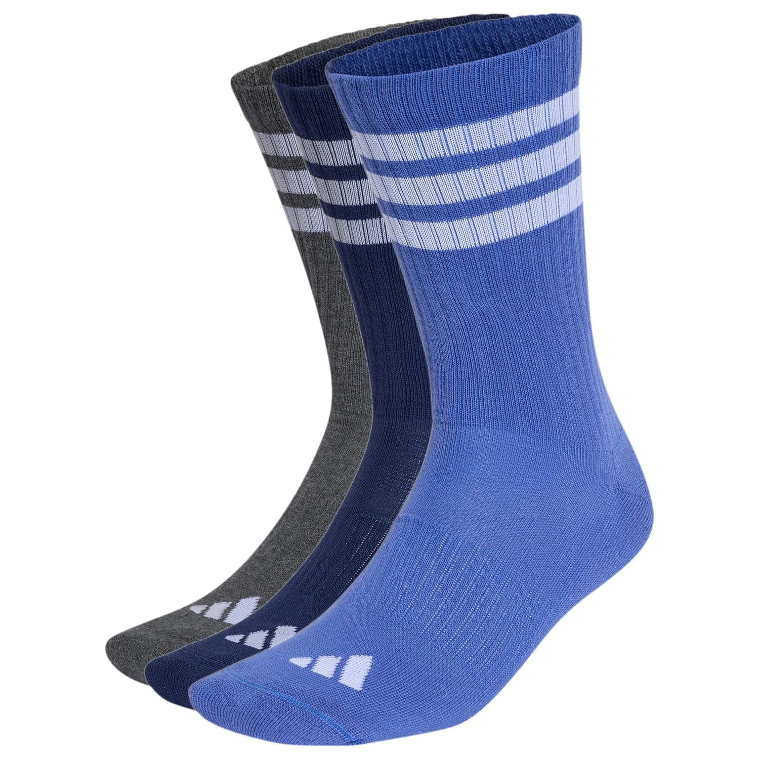 Мъжки спортни чорапи adidas 3-Stripes Essential Concept Crew 3-Pack Sports socks - Dual Indigo / Dark Grey Heather / Blue / White