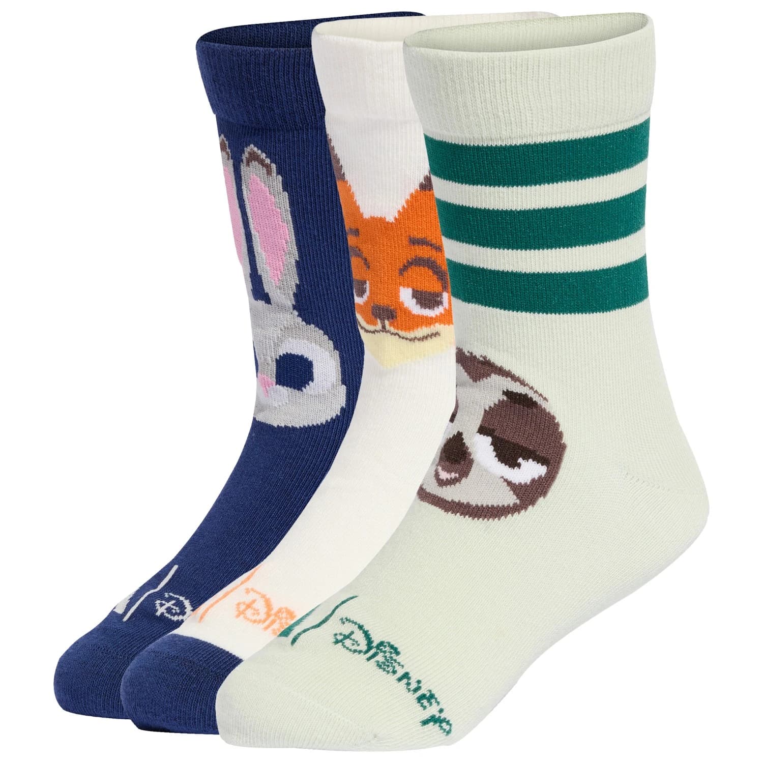 Детски спортни чорапи Adidas Kid's LK Disney Zoo 3-Pack Sports socks - Off White / Linen Green / Dark Blue