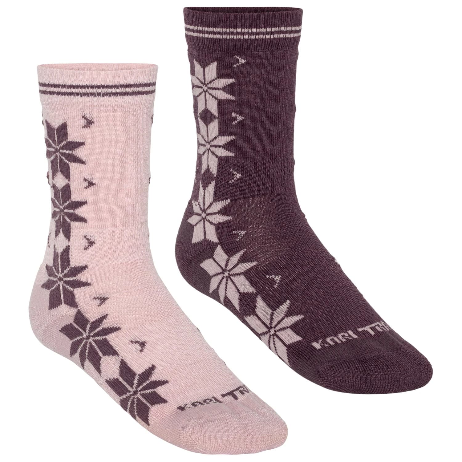 Дамски мериносови чорапи Kari Traa Women's Vinst Sock 2 Pack Merino socks - Cocoa Powder