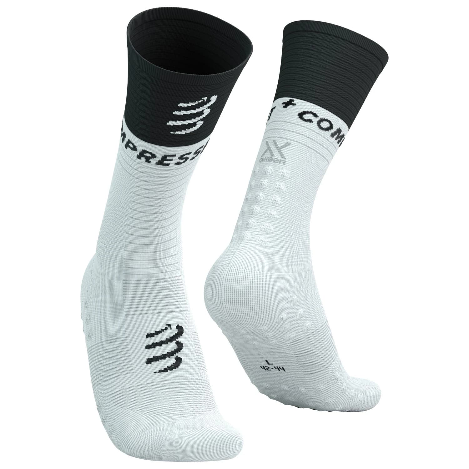 Чорапи за бягане Compressport Mid Compression Socks V2.0 Running socks - White / Black