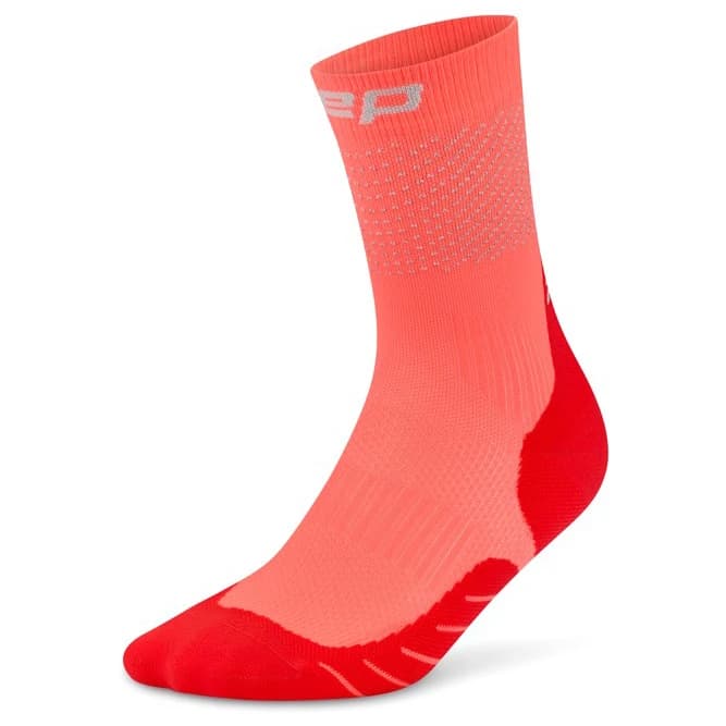 Мъжки чорапи за бягане CEP Pro Run Reflective Socks 3.0 Mid Cut Running socks - Neon Coral