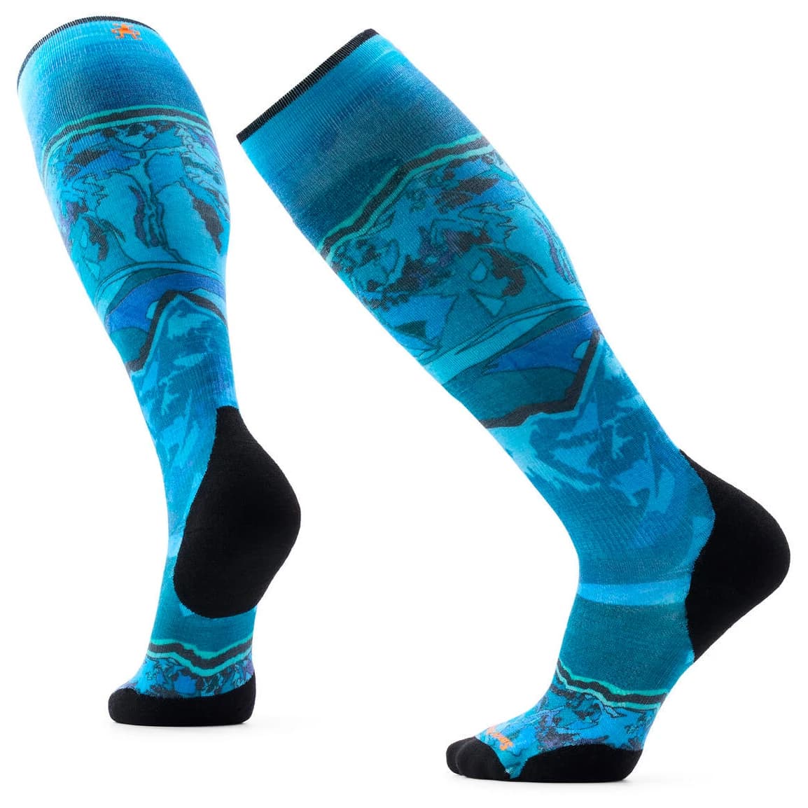Ски чорапи Smartwool Ski Targeted Cushion Storm Peak Print OTC Socks Ski socks - Nightfall Blue