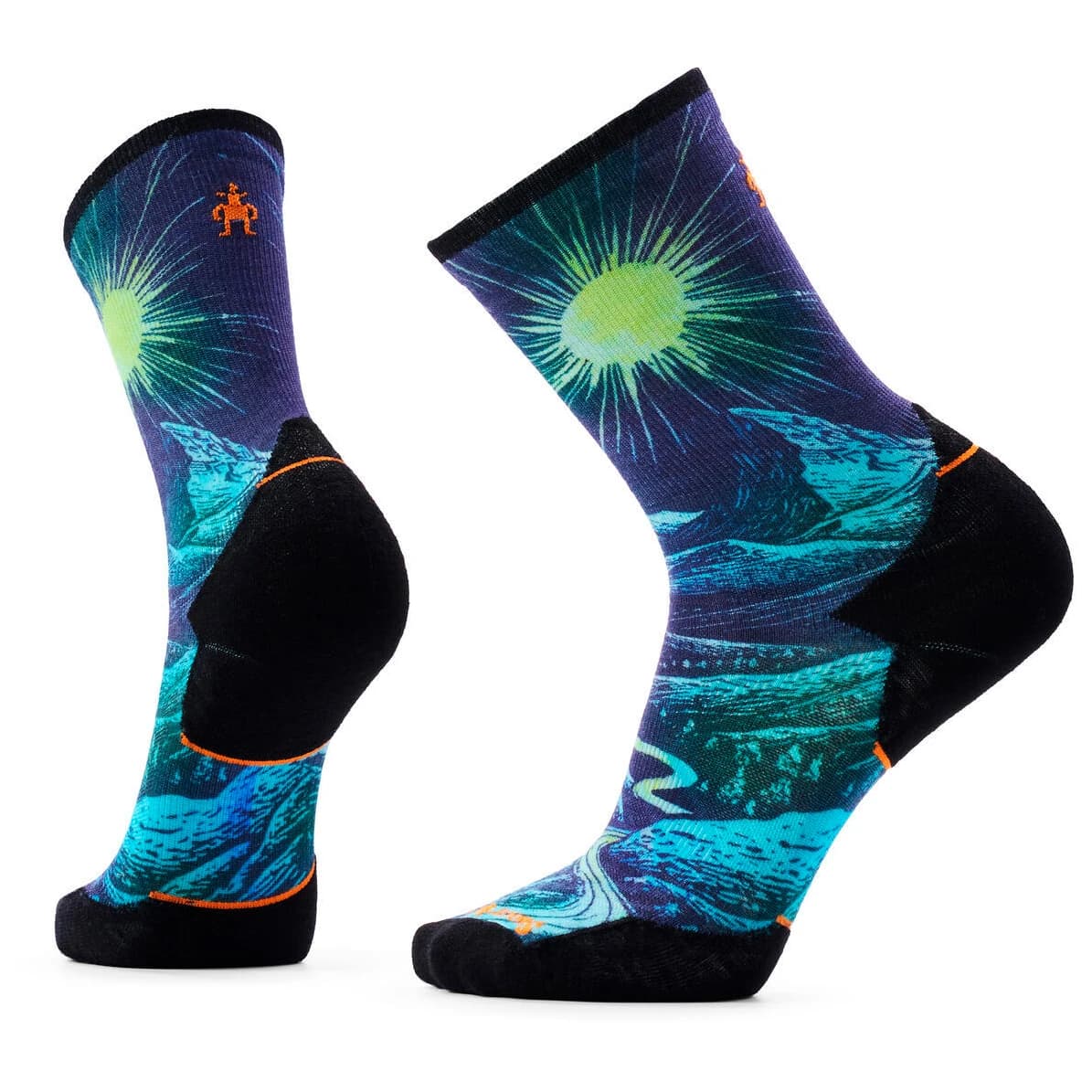 Чорапи за бягане Smartwool Trail Run TC Treeline Print Crew Socks Running socks - Deep Navy