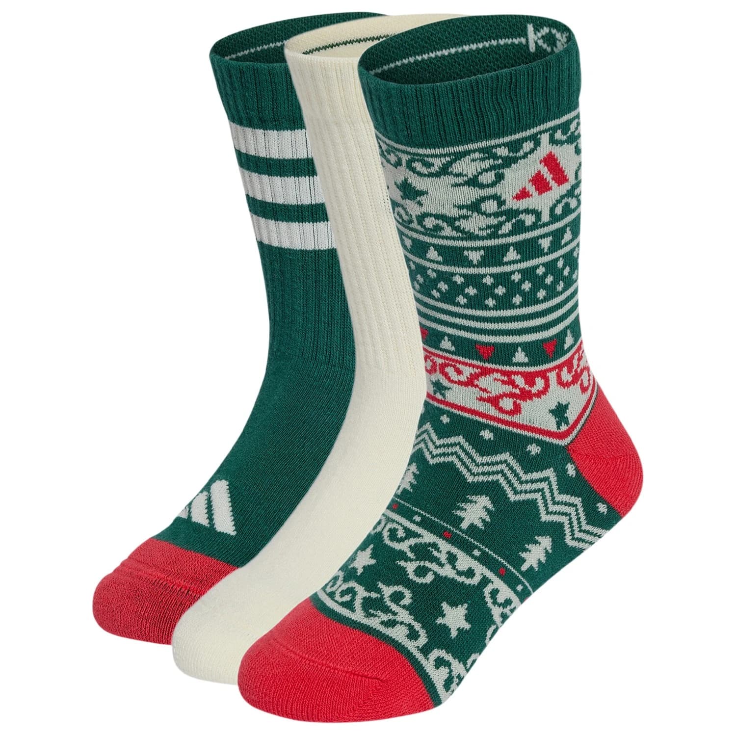 Детски спортни чорапи adidas Little Kid's X-Mas 3PP Socks Sports socks - Collegiate Green / Ivory / Pure Ruby