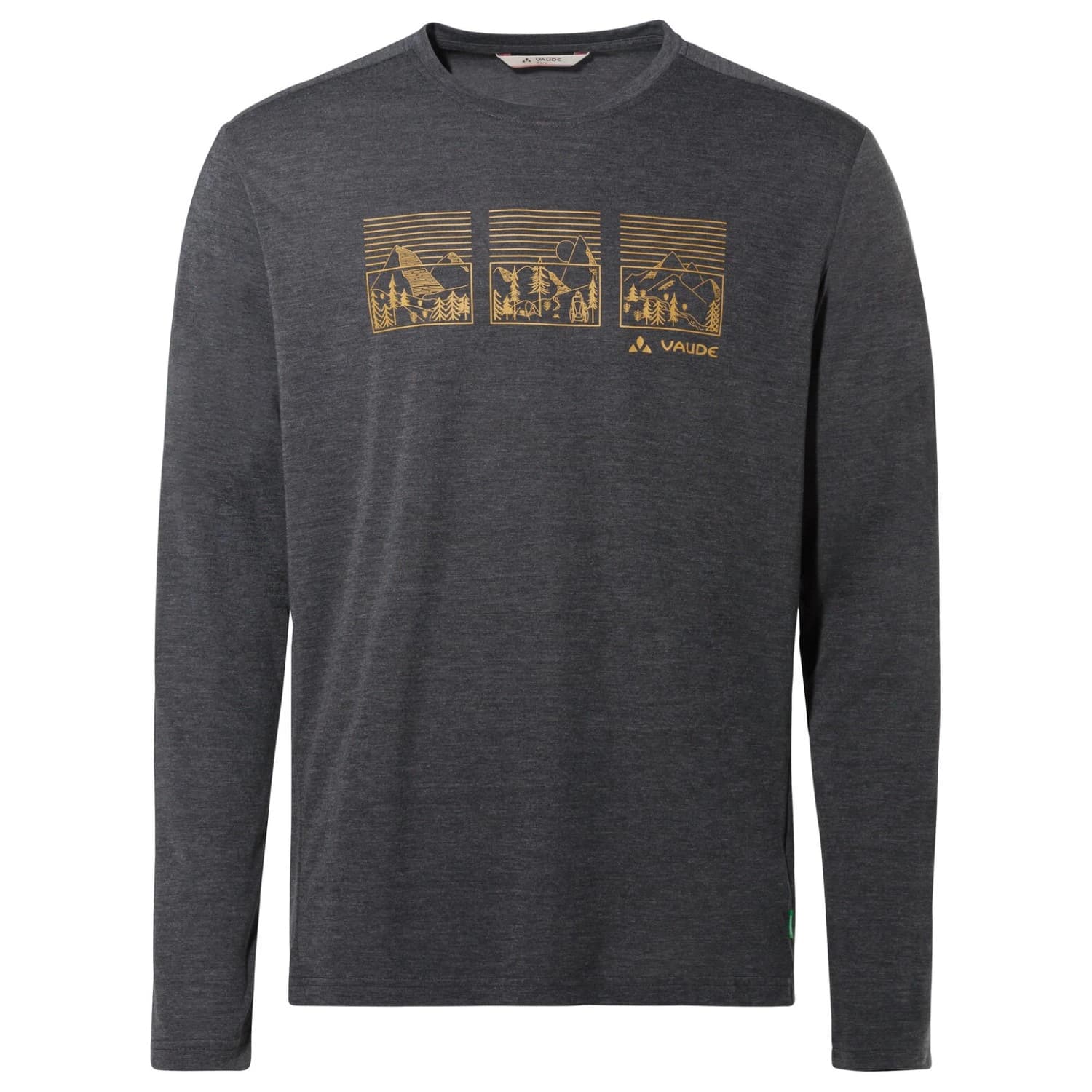 Мъжка блуза с дълъг ръкав Vaude Rosemoor L/S T-Shirt III Longsleeve - Black / Savanna