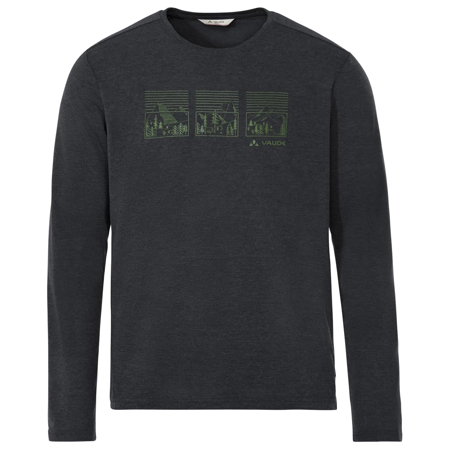 Мъжка блуза с дълъг ръкав Vaude Rosemoor L/S T-Shirt III Longsleeve - Black / Thyme
