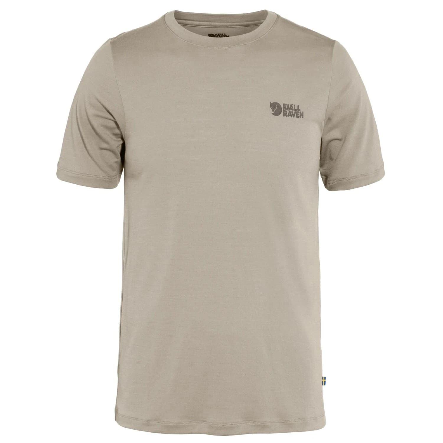 Мъжка мериносова блуза Fjällräven Abisko Wool Logo S/S Merino shirt - Light Fossil