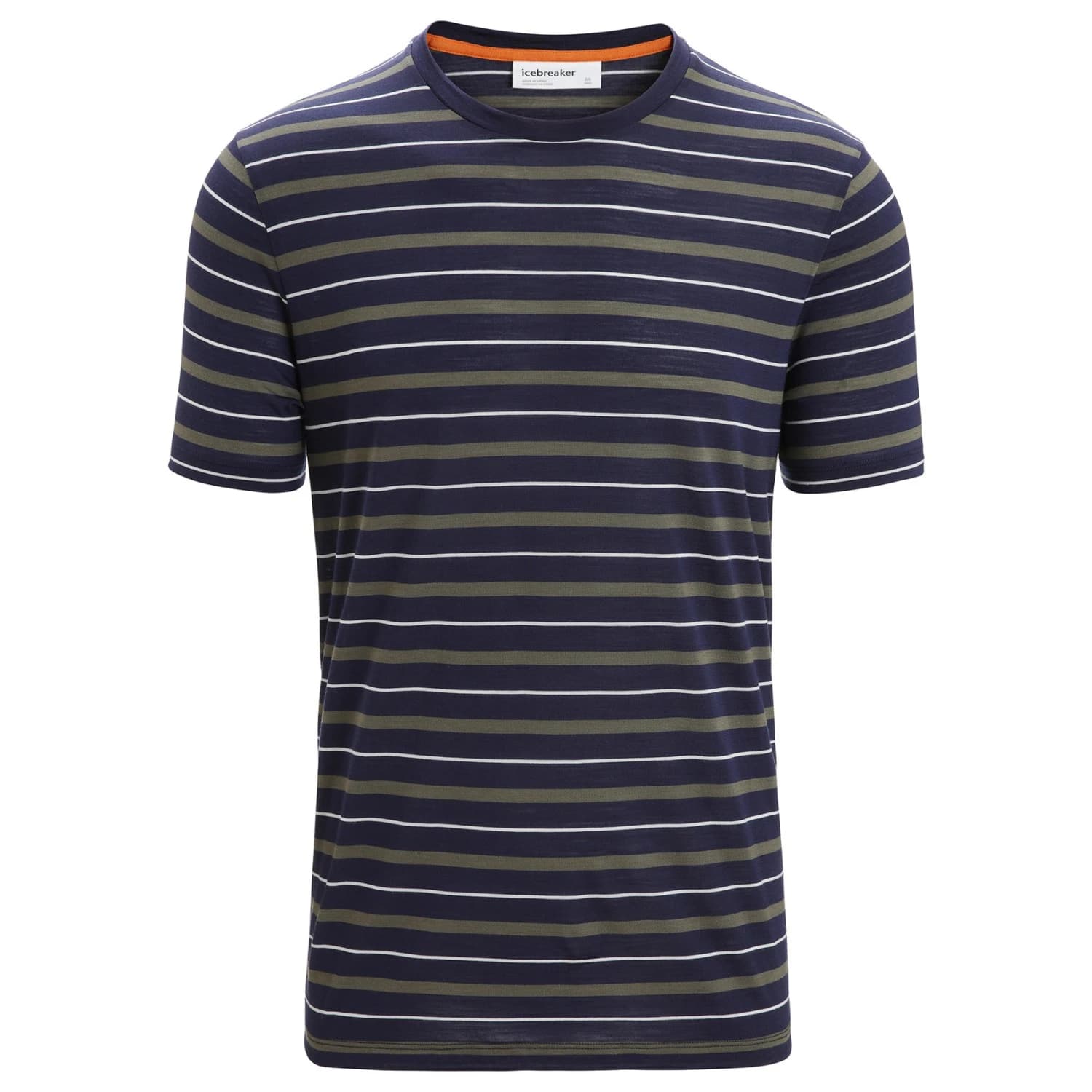 Мъжка мериносова блуза Icebreaker Wave S/S Tee Stripe Merino shirt - Midnight Navy / Loden