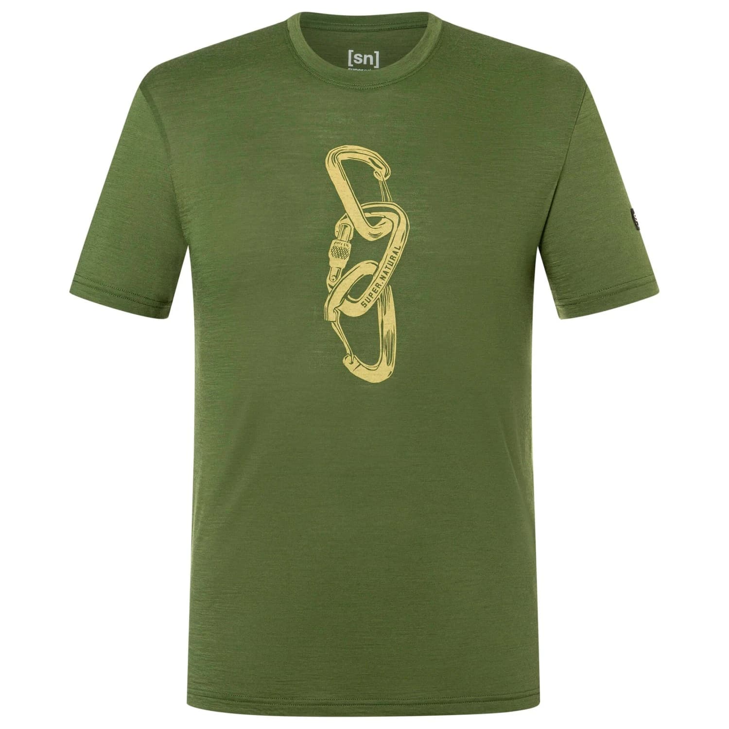 Мъжка мериносова блуза super.natural Carabineri Tee Merino shirt - Chive / Dried Tobacco