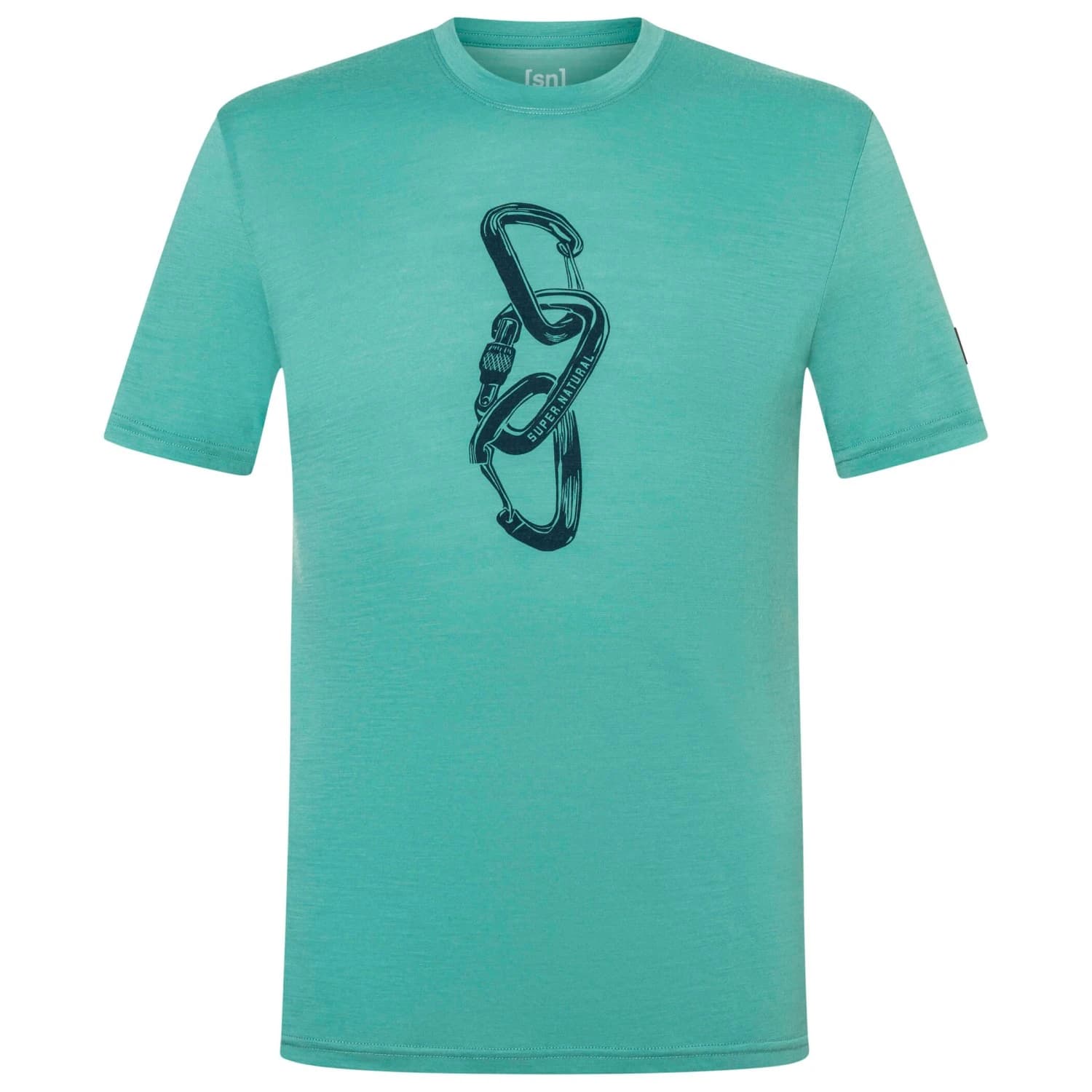Мъжка мериносова блуза super.natural Carabineri Tee Merino shirt - Lagoon Green / Blueberry